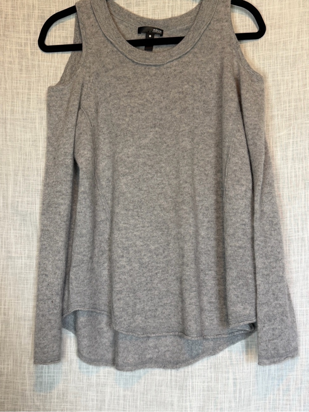 Aqua Gray Cold-Shoulder Cashmere Knit Top Sweater M